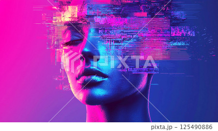 サイバーパンクな女性像 125490886