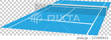 Hard court tennis court and net (sports background material) 125490918