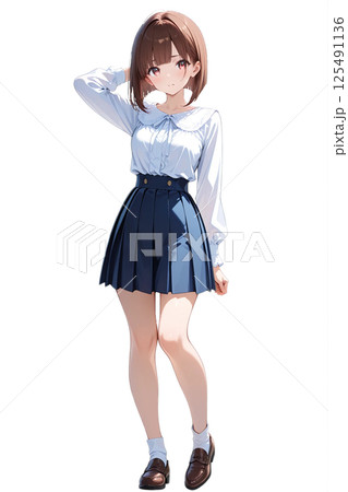 ちょっと照れくさそうな表情の女の子 125491136