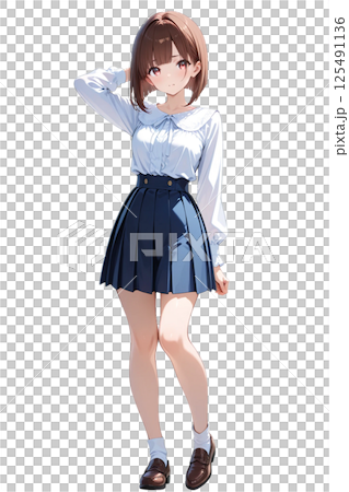 ちょっと照れくさそうな表情の女の子 125491136
