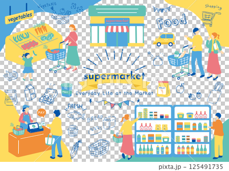 People shopping at the supermarket 125491735