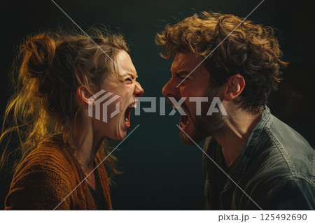 Intense emotional confrontation captured in a...のイラスト素材 [125492690] - PIXTA