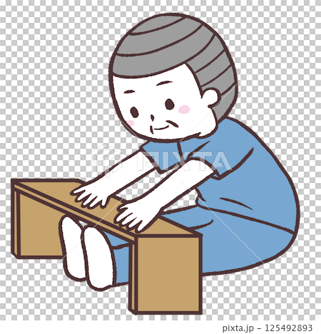前屈するシニア男性イラスト 125492893