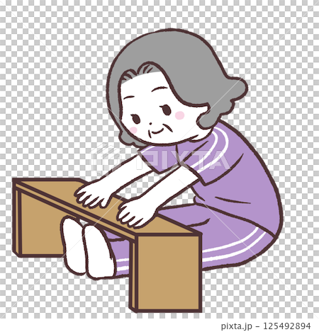 一位老年婦女向前彎腰的插圖 125492894