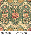 Seamless Vintage floral damask pattern design  125492896