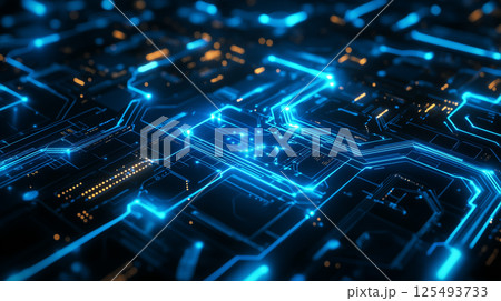 デジタル接続が広がる未来的に輝く回路ネットワーク 125493733