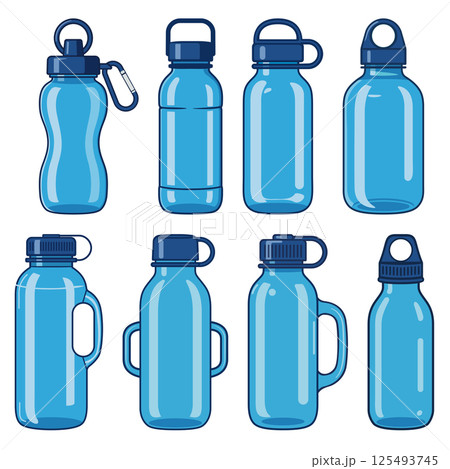 Blue plastic bottle collection vector illustration design variations 125493745