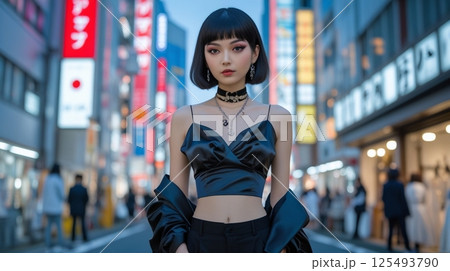 繁華街にいるチャーミングな女性 125493790