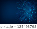 ネオンブルーFintech回路基板・テクノロジー抽象背景 125493798