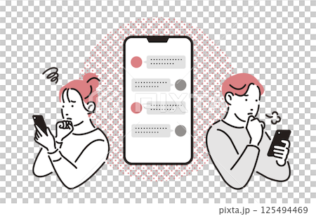 一對夫婦因聊天應用程式爭吵 一對夫婦因聊天應用程式爭吵 125494469