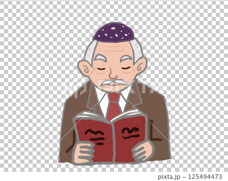 Illustration of a senior man reading the Quran 125494473