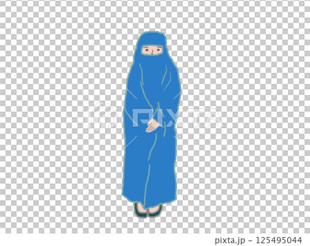 身穿罩袍的穆斯林婦女的插圖 125495044