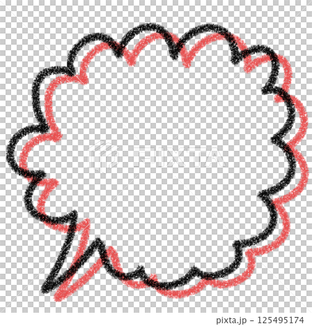 手繪蠟筆風格可愛雲朵對話泡泡框（紅色/黑色） 125495174