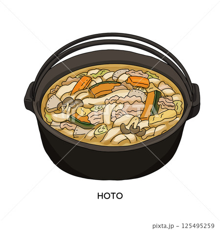 山梨名物 南瓜ほうとうのイラスト 山梨名物 南瓜ほうとうのイラスト 125495259