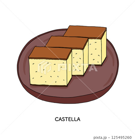 カステラのセット　線画のイラスト 125495260