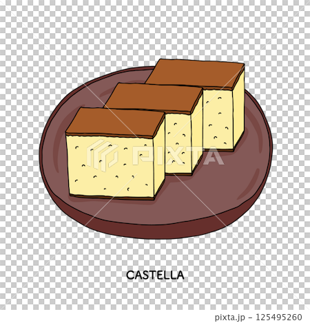カステラのセット　線画のイラスト 125495260