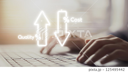 Cost reduction, cost saving concept shown by digital graphic EIDE overlays Cost reduction, cost saving concept shown by digital graphic EIDE overlays 125495442