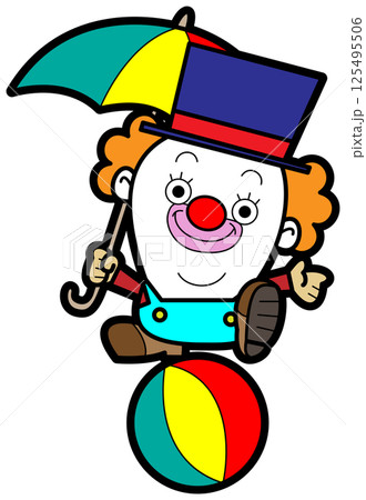 玉乗りをするピエロ 125495506