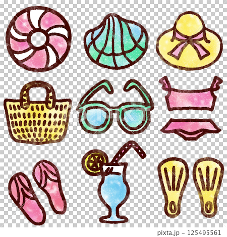 夏季飾品和雜貨水彩風格 125495561