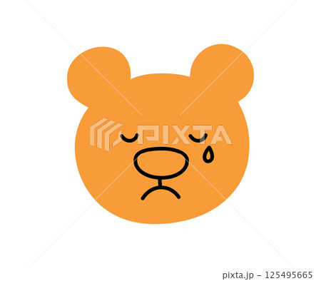 Cute doodle cry bear face icon. Sad crying bear. Teddy kawaii emoji. Hand drawn animal emoticon. Expression teddy head. Bad mood. Vector illustration isolated on white background 125495665