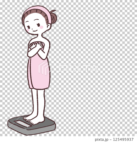 Illustration of a woman on a weight scale 125495937