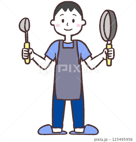 料理スタイル男性イラスト 125495956