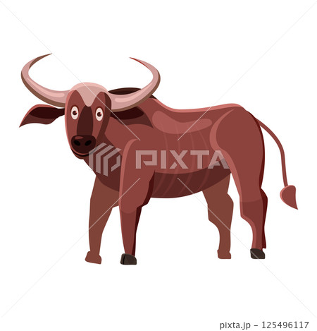 Buffalo African animal, wild big oxr. Vector illustration cartoon style 125496117