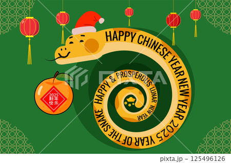 Happy Chinese New Year 2025 Lunar year greeting card banner Happy Chinese New Year 2025 Lunar year greeting card banner 125496126