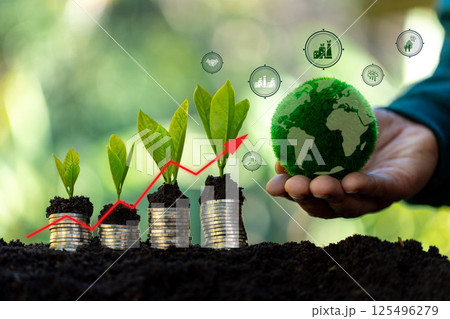 Green finance icon symbolizes business growth, driving economic development and financial prosperity as economy continues to grow and generate more money. Green finance icon symbolizes business growth, driving economic development and financial prosperity as economy continues to grow and generate more money. 125496279