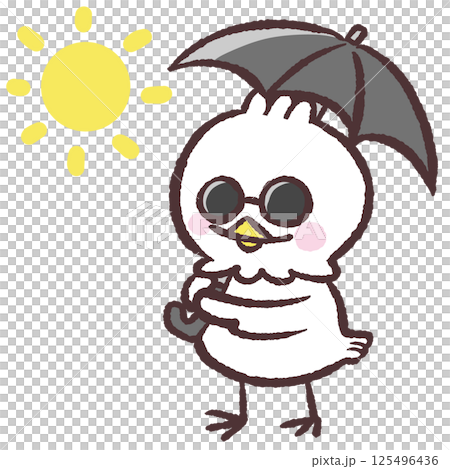 一隻拿著陽傘的白鳥的插圖 一隻拿著陽傘的白鳥的插圖 125496436