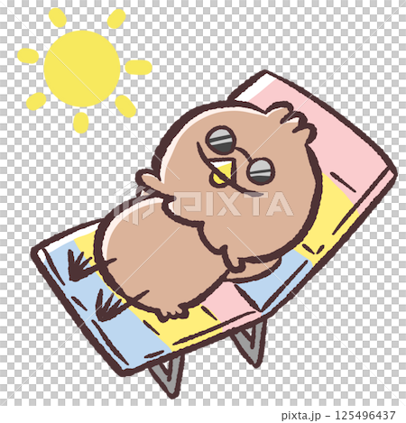 Illustration of a white bird getting a sunburn 125496437