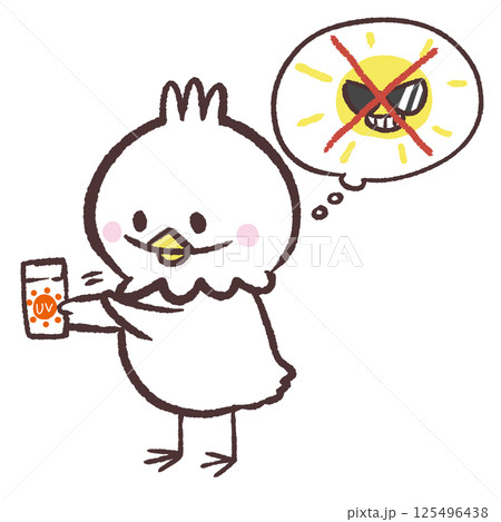 日焼け止めを塗る白い鳥のイラスト 125496438