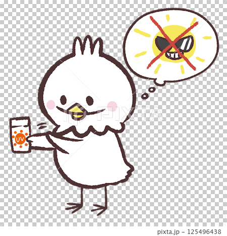 Illustration of a white bird applying sunscreen 125496438