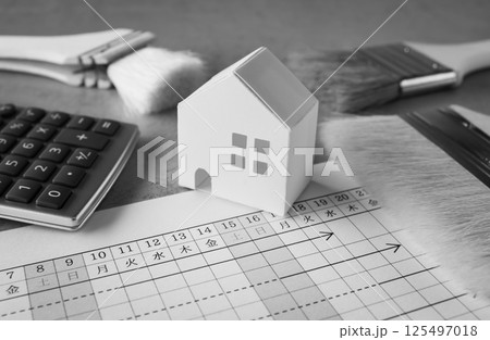 塗装工事と工期　工程管理　リフォーム　外壁塗装　修繕　一戸建て　工事 125497018