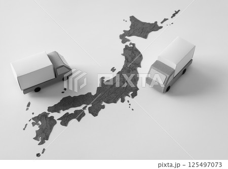 トラック　日本地図　物流　引っ越し　宅配　転居　流通　移動 125497073