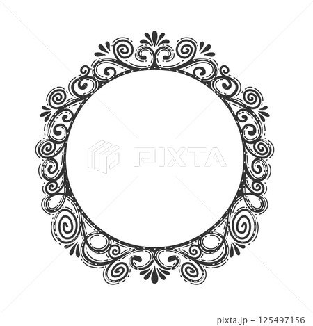 Frame of flowers .Flower pattern in a circle .Retro style Frame of flowers .Flower pattern in a circle .Retro style 125497156