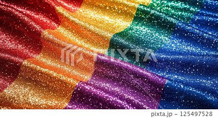 Rainbow flag with glitter on it 125497528