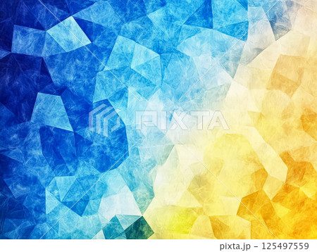 Blue and yellow abstract background with a blue triangle in the middle 125497559