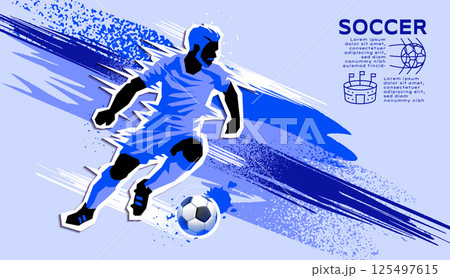 Vector soccer template featuring dynamic football players in action, designed Vector soccer template featuring dynamic football players in action, designed 125497615