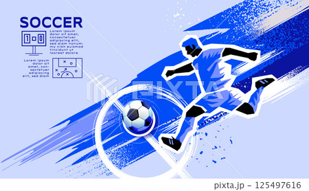 Vector soccer template featuring dynamic football players in action, designed Vector soccer template featuring dynamic football players in action, designed 125497616