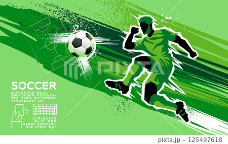 Vector soccer template featuring dynamic football players in action, designed Vector soccer template featuring dynamic football players in action, designed 125497618