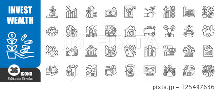 Investment and wealth . Financial outline icon . Editable stroke . Vector . Investment and wealth . Financial outline icon . Editable stroke . Vector . 125497636