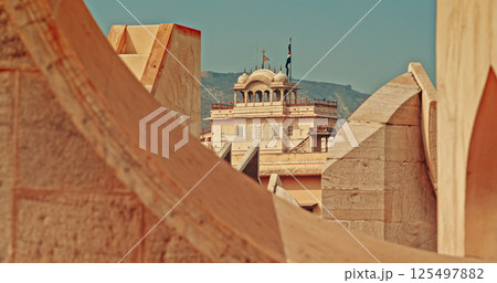 Jaipur, Rajasthan. Jantar Mantar Is Astronomical Observation Site Built In Early 18th Century. It Includes Set Of Some 20 Main Fixed Instruments. Worlds Largest Stone Sundial. Unesco World Heritage 125497882
