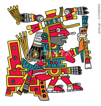 Xiuhtecuhtli, the Turquoise Lord, Aztec god of fire, heat and time. In Aztec mythology, the god of fire, light and the year, associated with the New Fire ceremony and the cyclical nature of time. 125498401