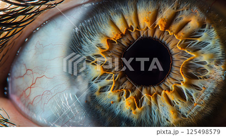 Human eye close-up, pupil and iris. AI Generated 125498579