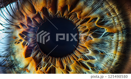Human eye close-up, pupil and iris. AI Generated 125498580