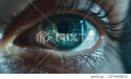 Human eye close-up, pupil and iris. AI Generated 125498632