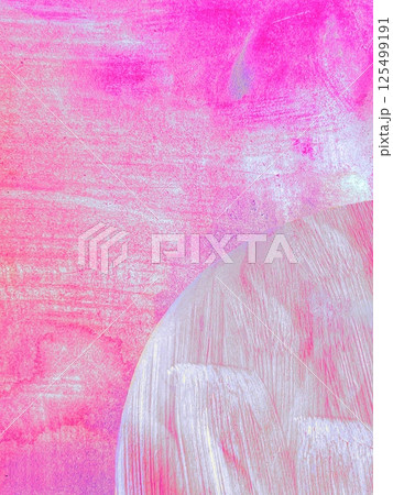 ショッキングピンクの背景イラスト、ピンク色の筆跡のある手描き背景、手描きイラストコラージュ背景 125499191
