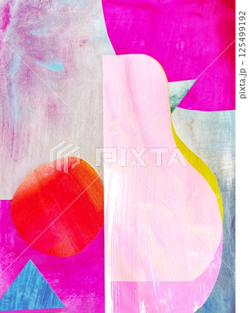 カラフルな水彩の背景、コラージュイラスト背景、カラフルなコラージュイラスト背景 カラフルな水彩の背景、コラージュイラスト背景、カラフルなコラージュイラスト背景 125499192