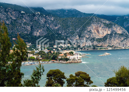 Beaulieu sur Mer, Cote D'Azure France. Aerial sea view idyllic beauty nature 125499456